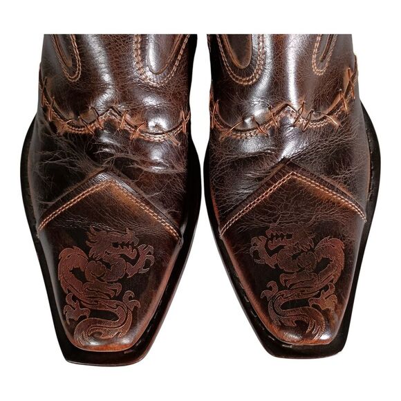 Mark Nason TRAXX Dragon Rock Lives Ankle Boots Biker Brown Leather Men's 8.5 - Picture 8 of 16